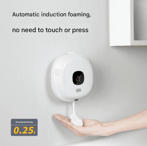 White Wall-Mounted No-Drill Automatic Foam Soap Dispenser - Infrared Sensor