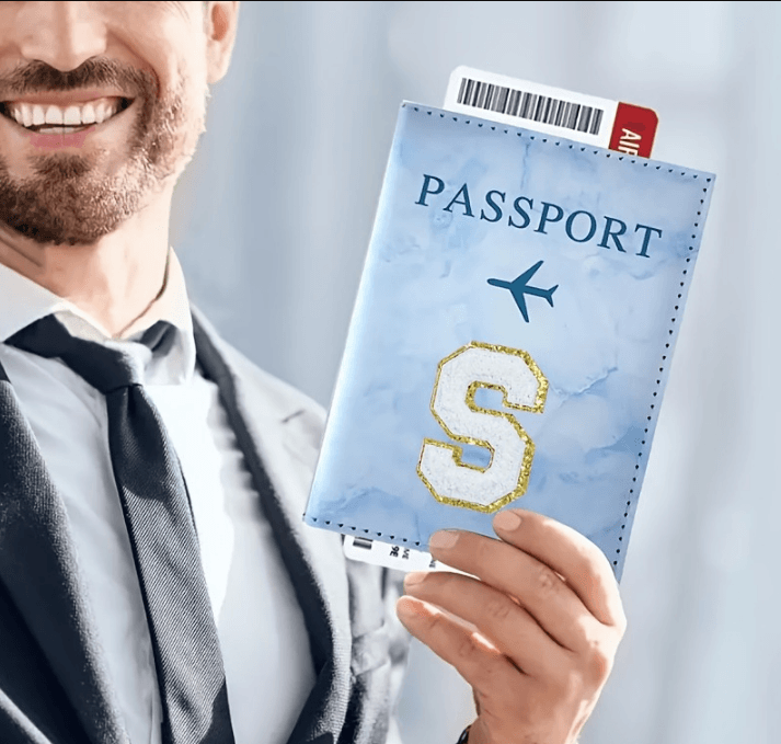 Fashion Initial Letter Passport Holder Travel Wallet Cover with Alphabet