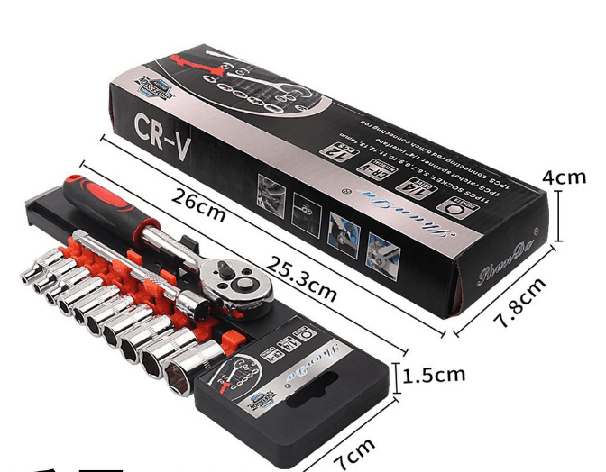 12 Piece 1/4 Inch Drive Ratchet and Metric Socket Wrench - 1 4 Professional