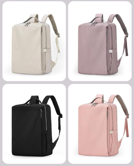 Beige Slim Minimalist Laptop Backpack - Shockproof & Anti-Theft Design