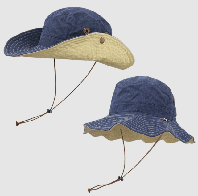 Blue Wide Brim Outdoor Cowboy Sun Hat - Adjustable & Breathable for Hiking