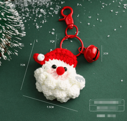 Handmade Christmas Crochet Keychain Knitted Yarn Keyring with Floating