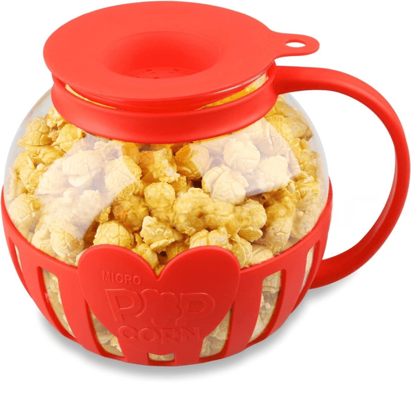2.25QT Red Borosilicate Glass Microwave Popcorn Popper - Healthy