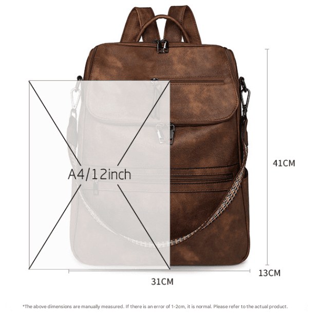 Black Anti-Theft Backpack for Women - Vintage PU Leather Convertible