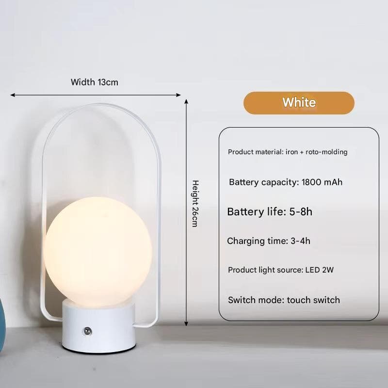 White Portable Rechargeable LED Lantern Lamp - Touch Control 3-Color