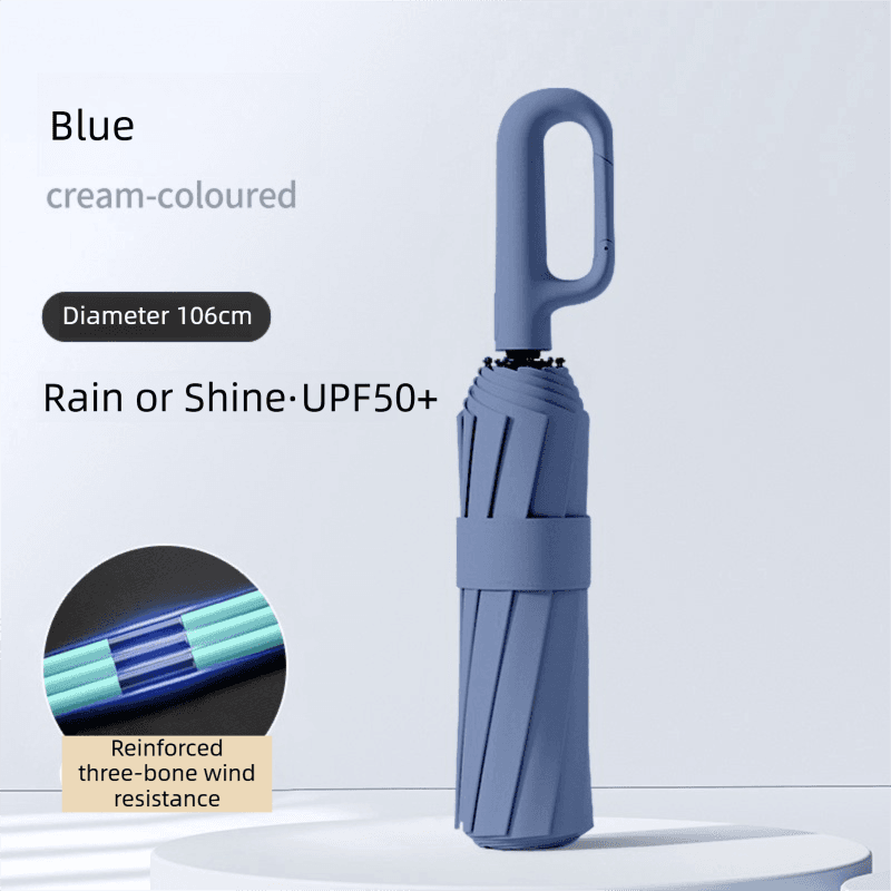 Blue Heavy Duty Fully Automatic Carabiner Umbrella - Size 106 cm