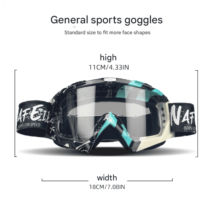 Cyan Frame and Transparent Sheet Versatile Sports Goggles - Windproof UV