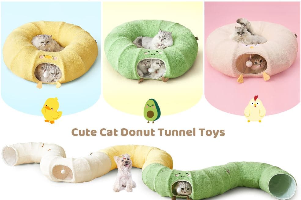 Green Foldable Cat Tunnel Bed with Dual-Zipper Detachable - 85 × 85 × 26 cm