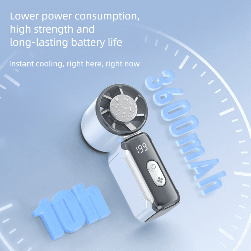 White Portable Mini Handheld Fan with 199-Speed Settings and Brushless Motor