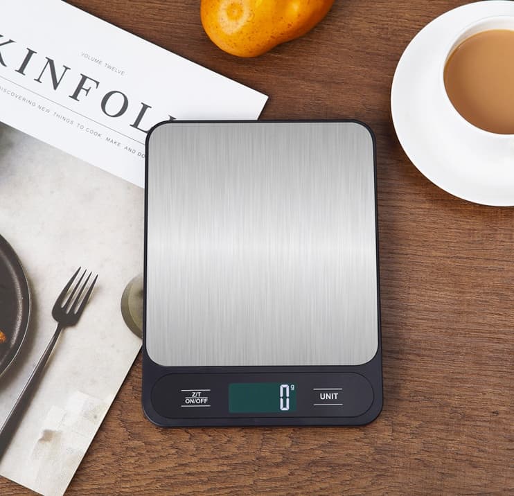 Black Slim Digital Kitchen Scale - High Precision Stainless Steel - 10kg