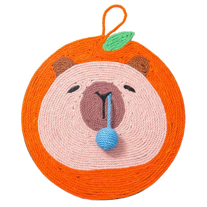 Fruit-Themed Capybara Cat Scratching Pad - Sisal Rope, EVA Non-Slip - Orange