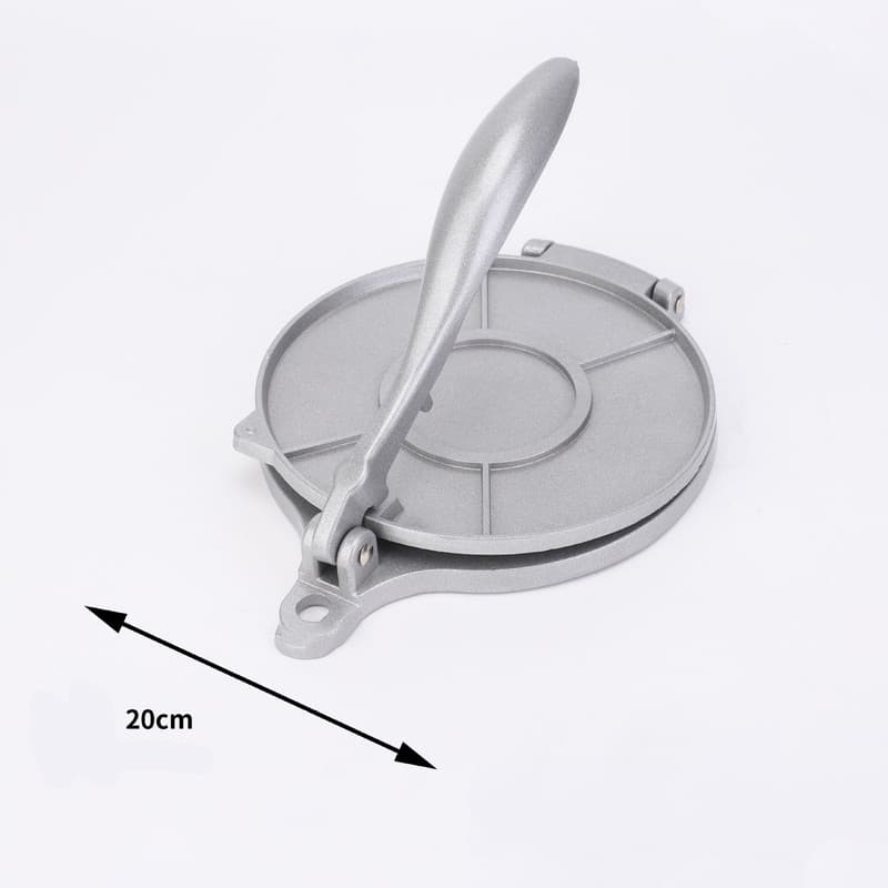 Silver Manual Dough Press - Aluminum Alloy Cake & Tortilla Press - 20 cm