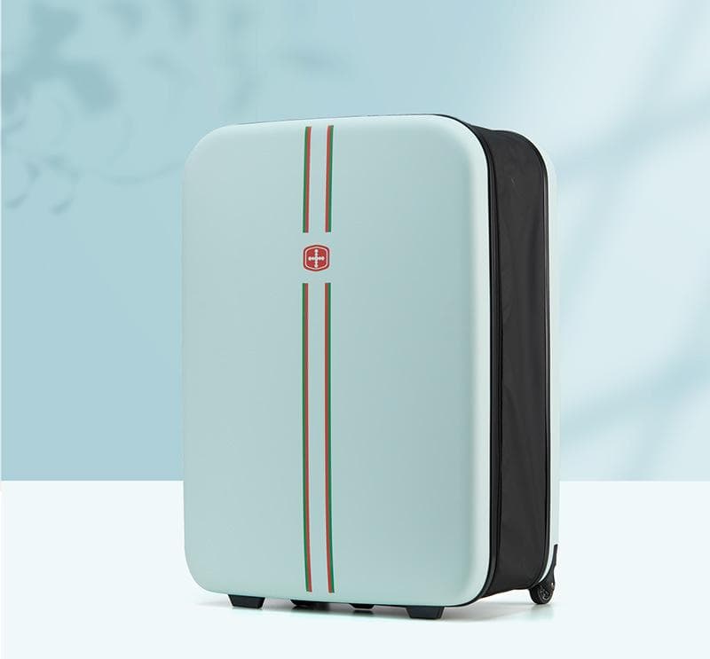 Compact Expandable Foldable Luggage - Reinforced Alloy Handle - Light green