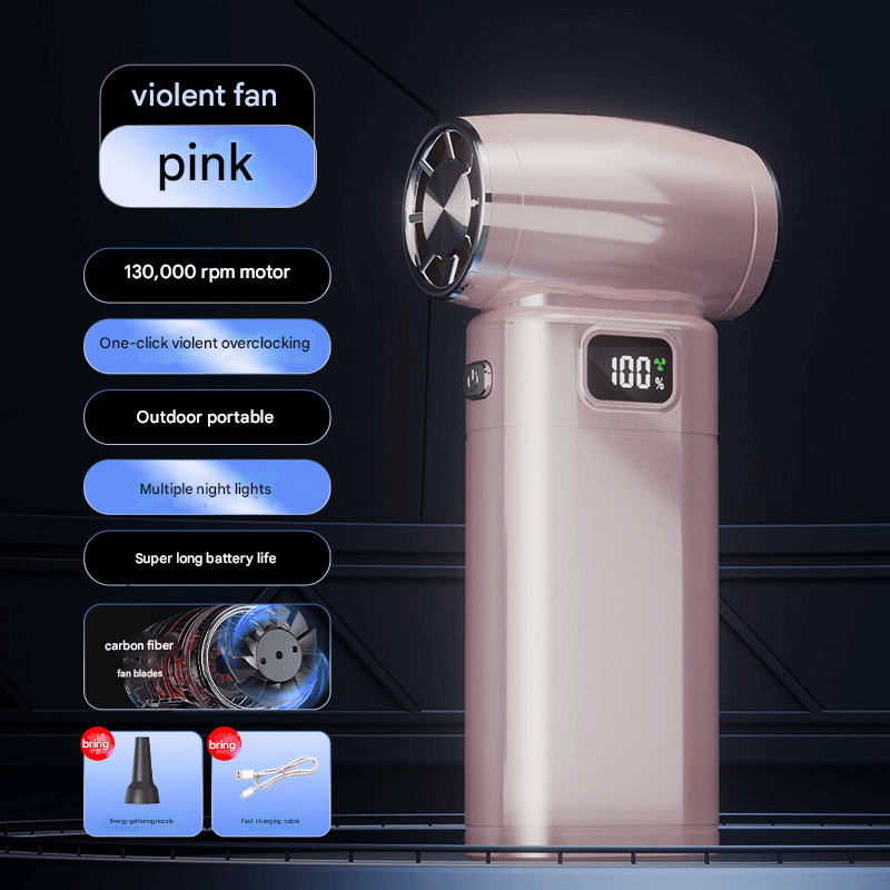 Pink Portable High-Speed Turbo Fan & Air Duster - 130,000 RPM Brushless