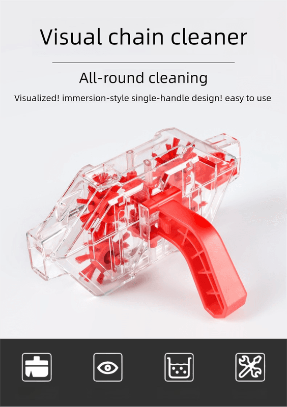 Red Transparent Bicycle Chain Cleaner with Visualization Design - Immersion