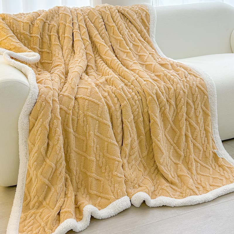 Yellow 180 × 200 cm Double Blanket, Taffeta Fleece Blanket - Yellow Fleece