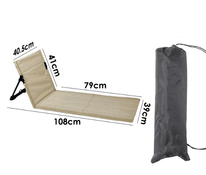 Portable Outdoor Folding Ground Chair with Back Support (Extra Long Khaki)