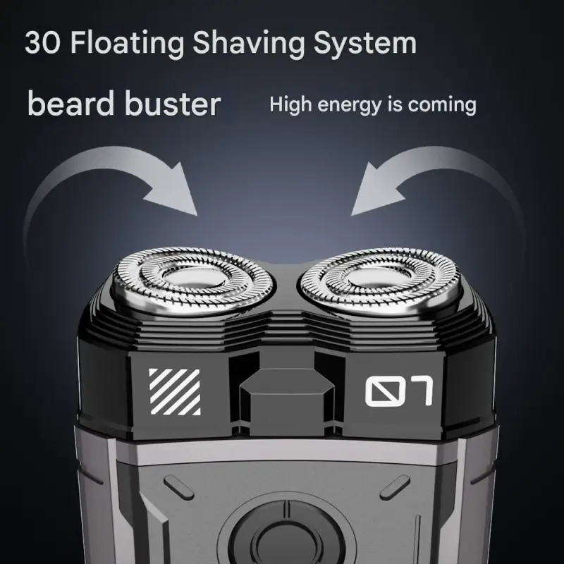 K002 Mini Electric Shaver - 3D Floating Head, IPX7 Waterproof - White
