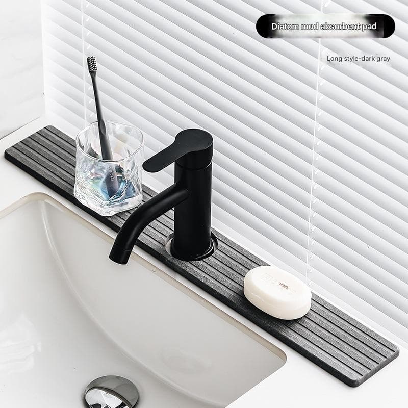 Diatom Mud Faucet Splash Guard & Absorbent Mat - Quick Dry - Dark grey