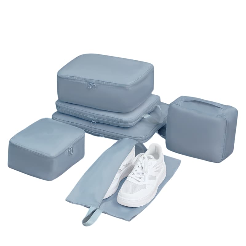 6-Piece Blue Memory Fabric Travel Compression Packing Cubes Set