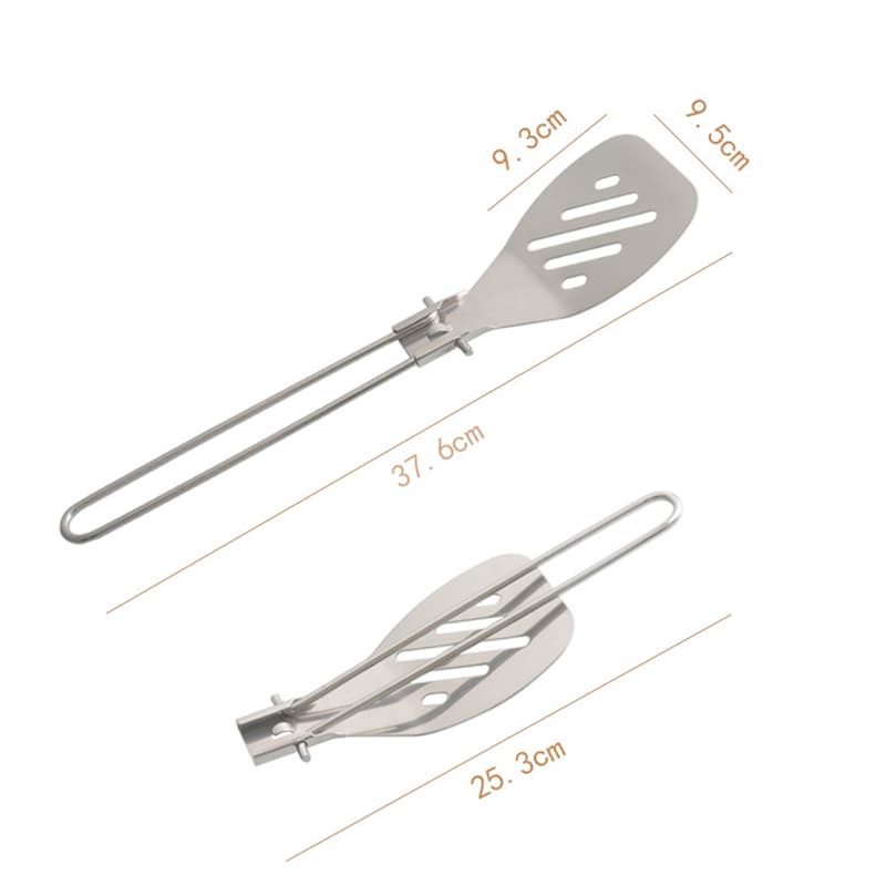 Silver 304 Stainless Steel Folding Camping Spatula - 2 Pack Compact