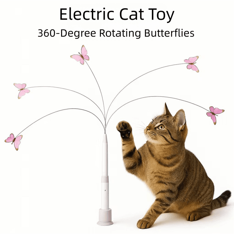 Automatic Interactive Butterfly Cat Toy - Electric Rotating Wand with 60 cm