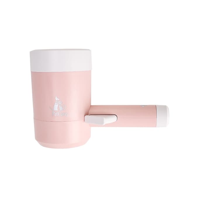 Pink Portable Dog Paw Cleaner Cup - Semi-Automatic 360-degree Rotating Foot