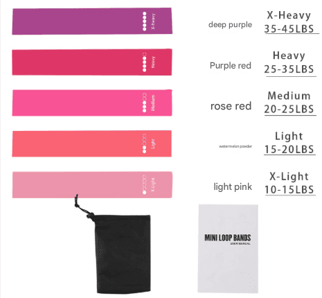 Pink 10 Pieces of 2 Sets Resistance Loop Bands - Fitness Exercise Bands