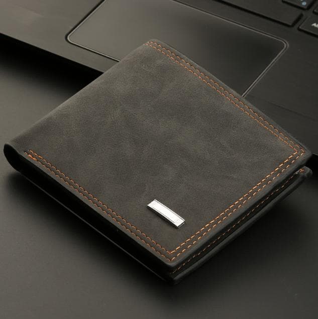 2-Piece Black Men's Vintage Style Bifold Wallet - High-Capacity PU Leather
