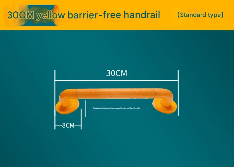 2-Piece Heavy-Duty Anti-Slip Safety Grab Bar with Luminous - Yellow 30 cm