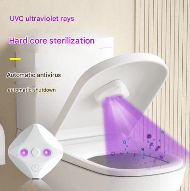 2-Piece White Automatic UVC Toilet Sanitizer Light - Rechargeable Portable