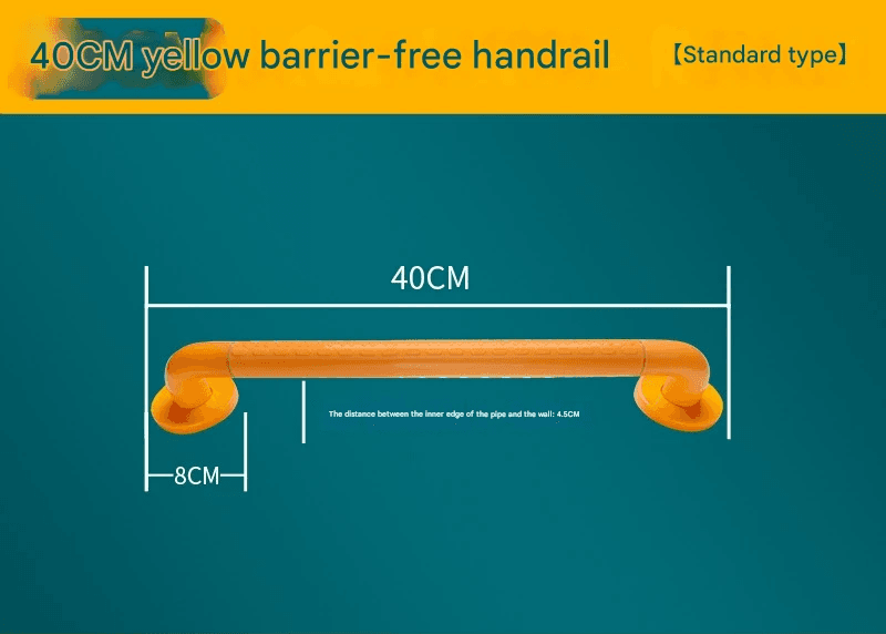 2-Piece Heavy-Duty Anti-Slip Safety Grab Bar with Luminous - Yellow 40 cm