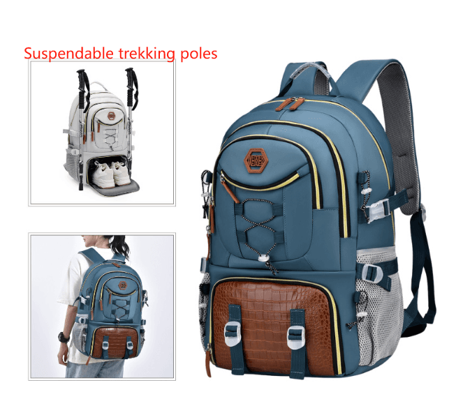 Green Large Capacity Backpack - Water-Resistant Oxford Rucksack for Travel