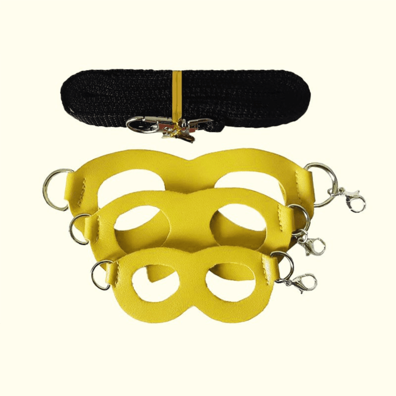 2-Pack yellow Small Mammal Harness Set - 6-Piece (S/M/L ×2) + 2×1.5m Leashes