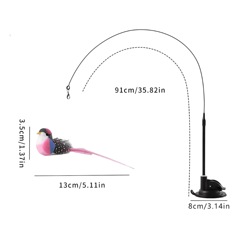 Interactive Self-Play Cat Wand with Suction Base - Automatic Bouncing - Pink