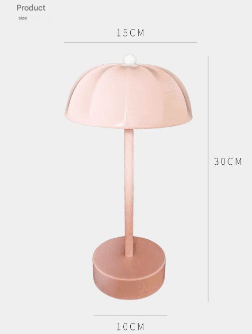 Black Mushroom LED Table Lamp - Rechargeable Cordless Touch Control 3-Color