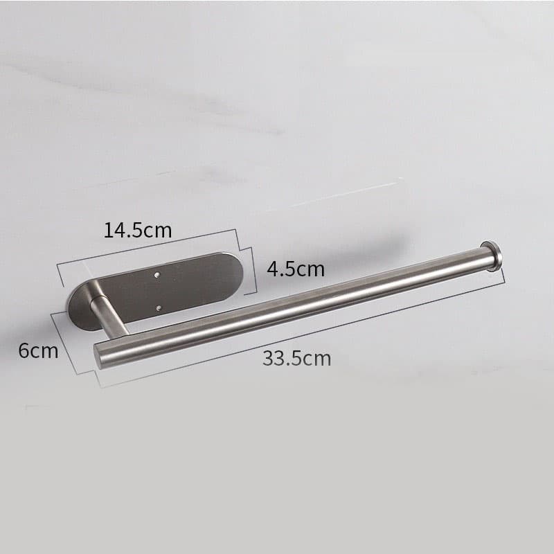 Silver Stainless Steel Kitchen Paper Holder with Adhesive Mounting - Under