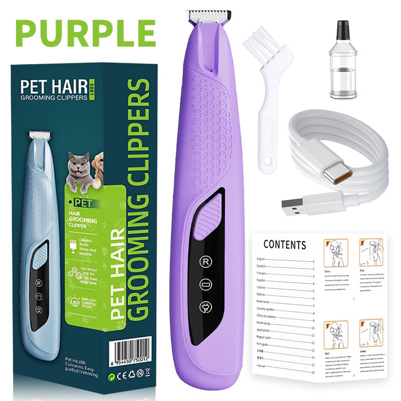 Purple Precision Pet Paw Trimmer - Waterproof & Rechargeable Grooming