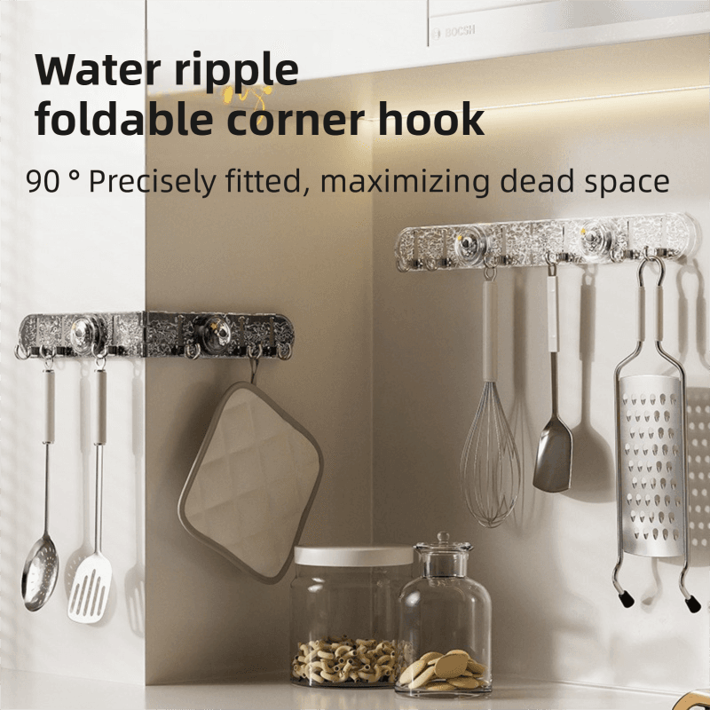 180° Foldable Hidden Hook Rail with Reusable Suction - Black-Transparency