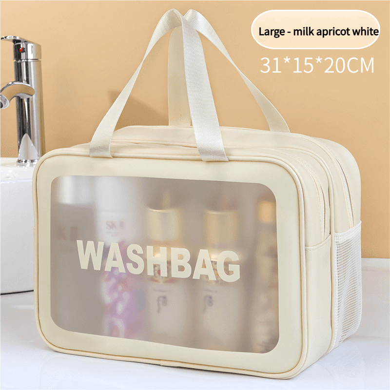 2-Piece Dual-Layer Transparent PU Cosmetic Pouch - Wet and Dry Separation