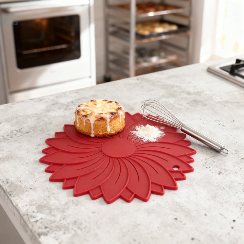 5-Piece Round Flower Silicone Trivet Set - Heat-Resistant, Non-Slip