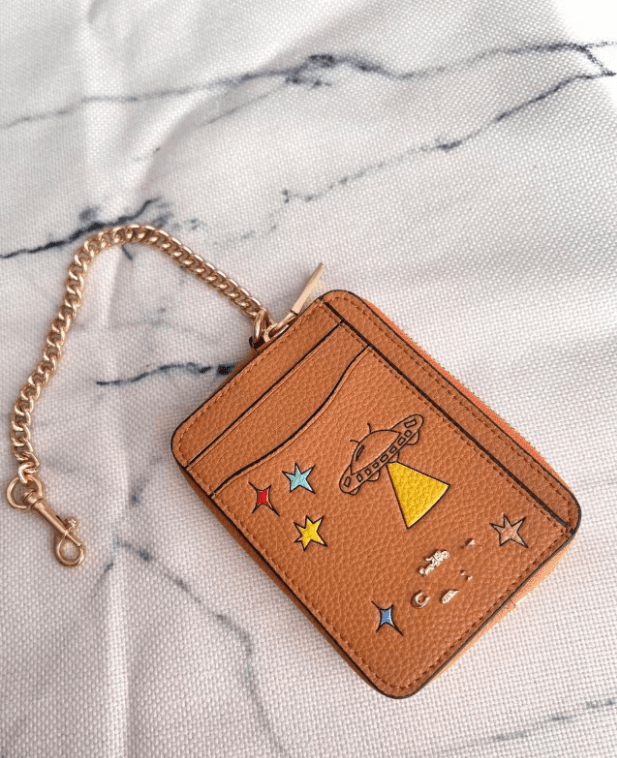 2 Pack Women's Mini Zip Card Holder & Coin Purse with Keychain - Orange UFO