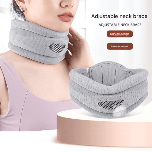 Grey Ergonomic Neck Support Brace - Adjustable Soft Cervical - Size Default