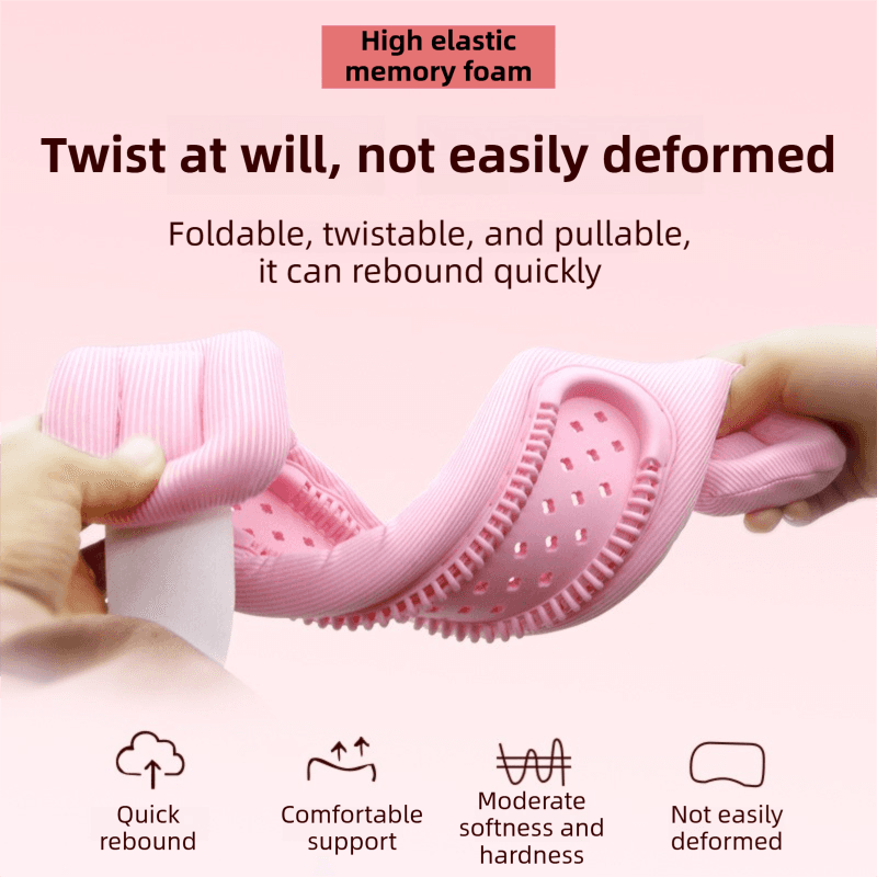 Pink Adjustable Silicone Neck Brace with High-Elastic Memory Foam & V-Shape