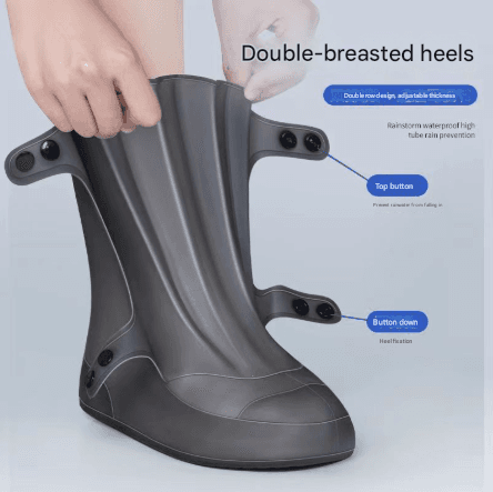 2-Piece Size S Dark Grey Reusable Waterproof Shoe Covers - Heavy Duty