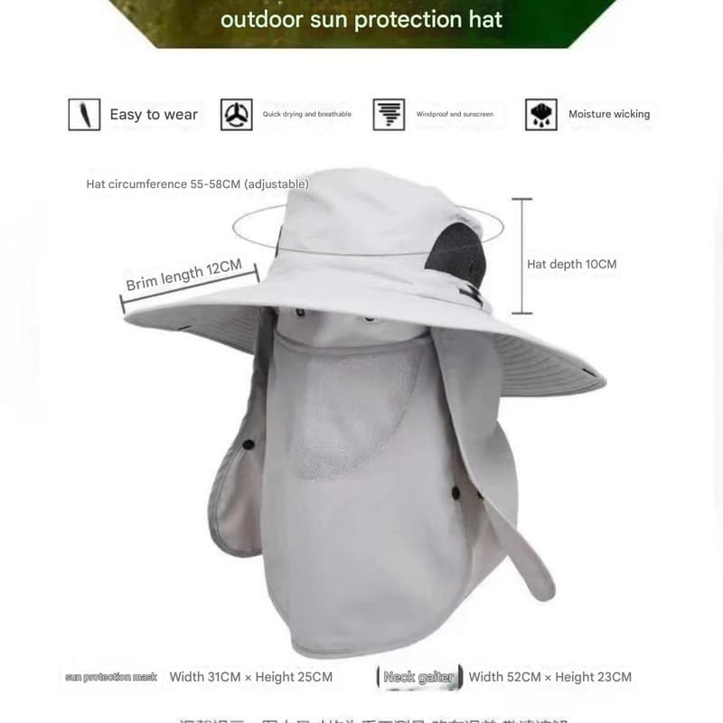 Dark Green Camouflage Outdoor Sun Protection Hat with Detachable Face