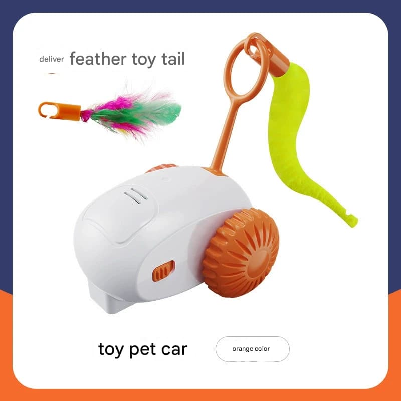 Interactive Smart Cat Toy Car - Automatic Obstacle Avoidance - Orange