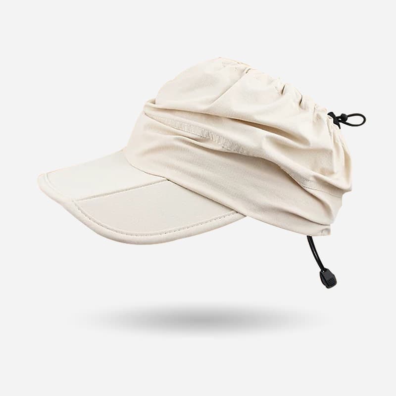Beige Foldable Packable Visor Cap for Women, Quick Dry Outdoor Running Sport