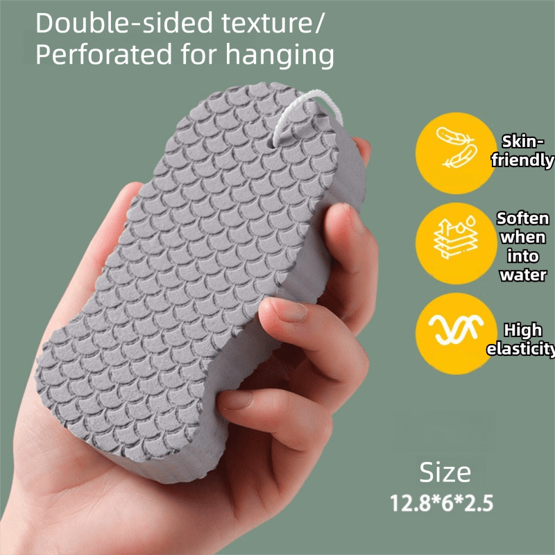 3-Piece Grey Nordic Style 3D Fish Scale Exfoliating Sponge - High Elasticity