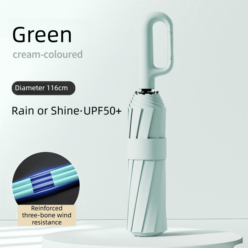 Green Heavy Duty Fully Automatic Carabiner Umbrella - Size 116 cm